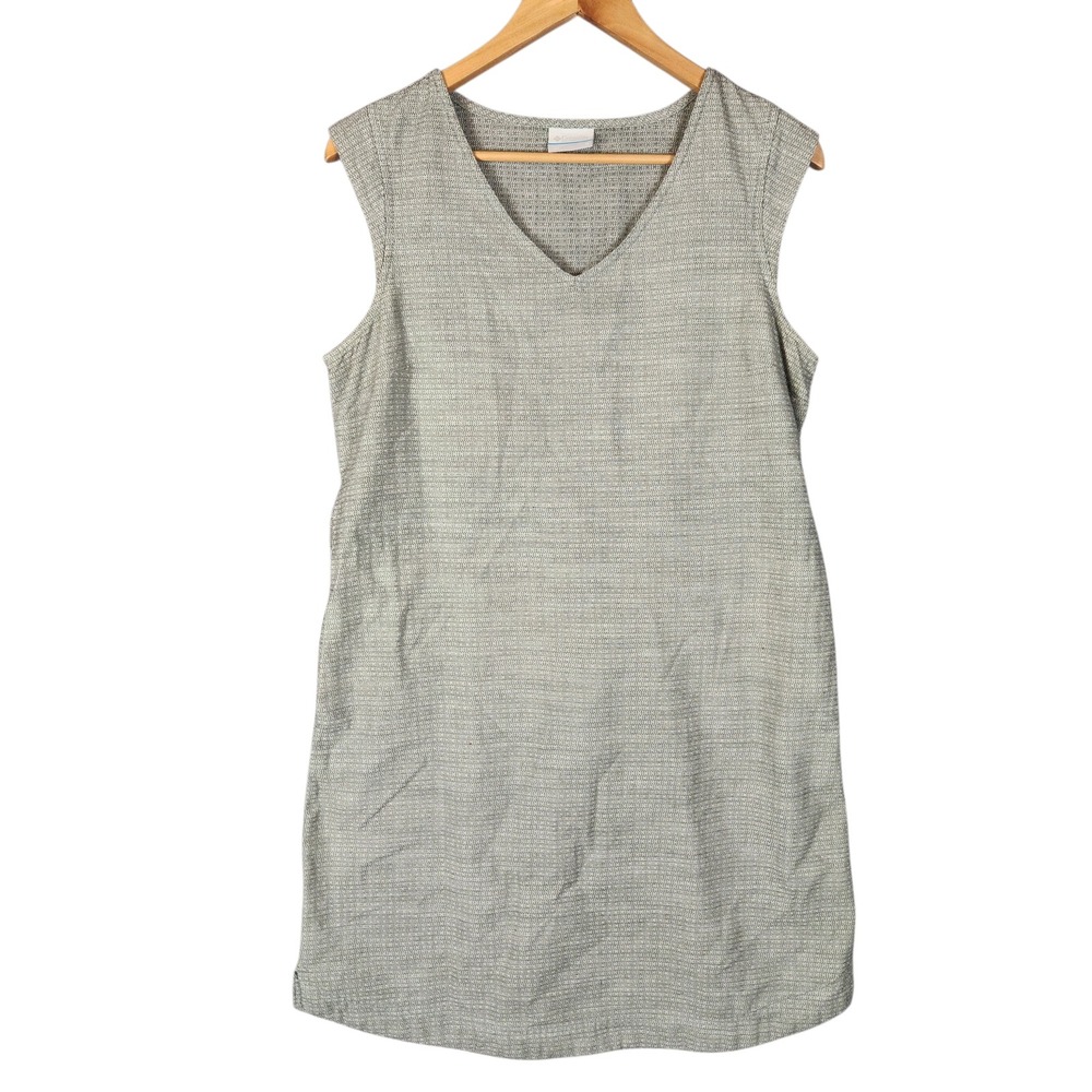 Columbia Summer Chill Dress Medium Green Organic Cotton Mini Sleeveless Belted